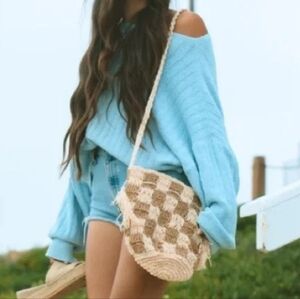 Lu & Elle woven The Sundrift Tassel Bucket Bag NWT